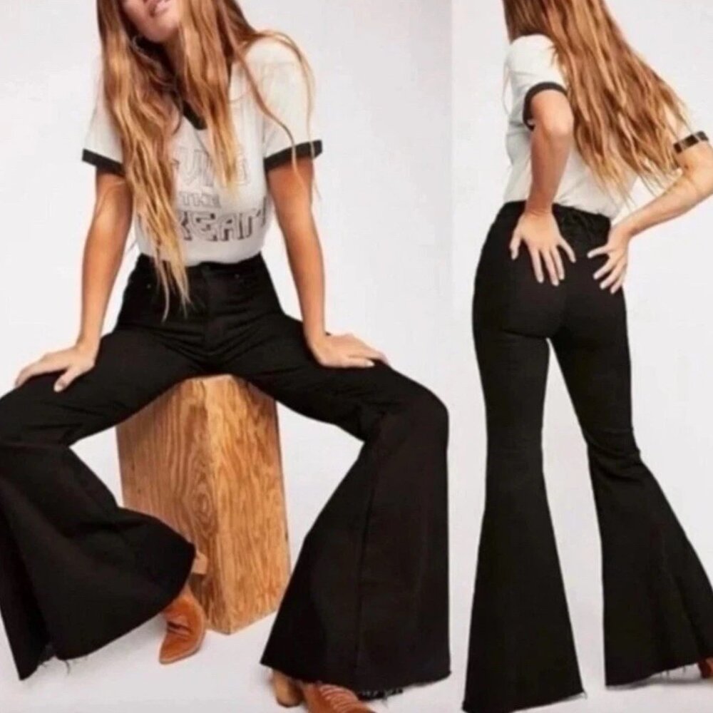 Free People Black Flare & Wide Leg Jeans